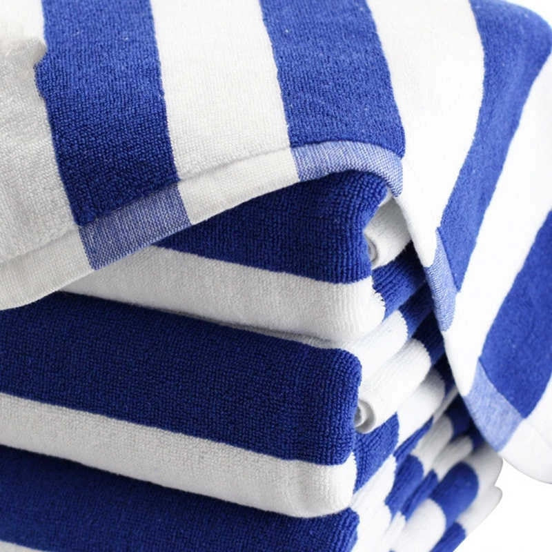 Luxury Blue White Striped Towel HAREWOOD INTERIORS