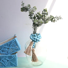 Load image into Gallery viewer, Light Blue Wooden Bead Garland With Tassels
