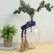 Load image into Gallery viewer, Dark Blue Wooden Bead Garland With Tassels
