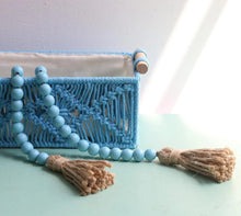 Load image into Gallery viewer, Light Blue Wooden Bead Garland With Tassels
