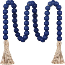 Load image into Gallery viewer, Dark Blue Wooden Bead Garland With Tassels
