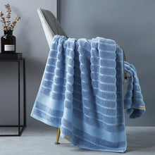 Load image into Gallery viewer, Luxury Ribbed Blue  Bath Towel
