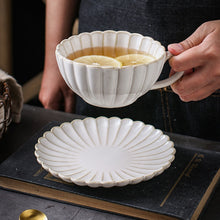 Load image into Gallery viewer, White Petal Ceramic Tea Cup &amp; Saucer
