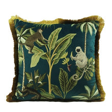 Load image into Gallery viewer, Luxury Velvet Gold &amp; Green Cushion Cover With Tassels

