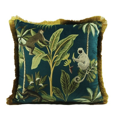 Luxury Velvet Gold & Green Cushion Cover With Tassels
