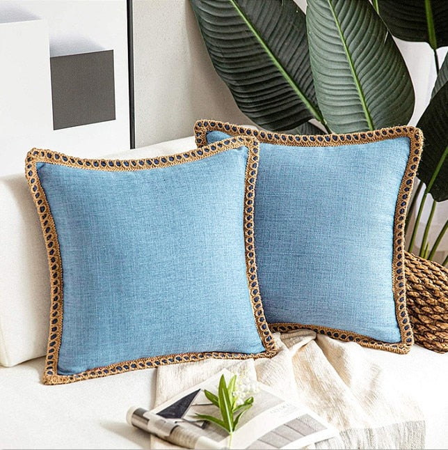 Light Blue Luxury Linen Cushion Covers 2pc