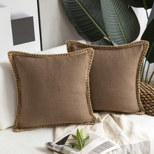 Load image into Gallery viewer, Brown Luxury Linen Cushion Covers 2pc
