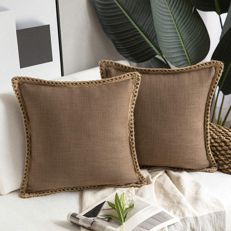 Brown Luxury Linen Cushion Covers 2pc