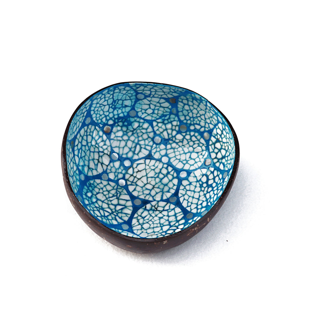 Handmade Coconut Shell Bowl - Blue