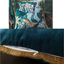 Load image into Gallery viewer, Luxury Velvet Rainforest Cushion Cover With Tassels
