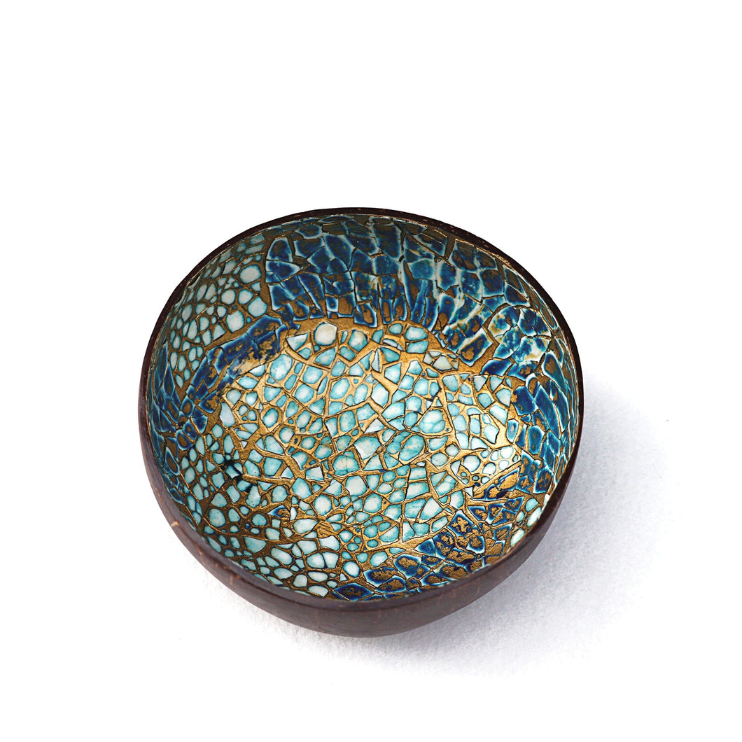 Handmade Coconut Shell Bowl - Turquoise