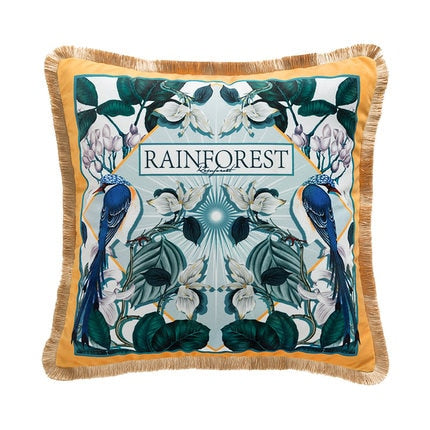 Luxury Velvet Rainforest Cushion Cover With Tassels