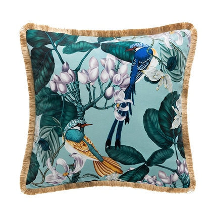 Luxury Velvet Floral Cushion Cover With Tassels