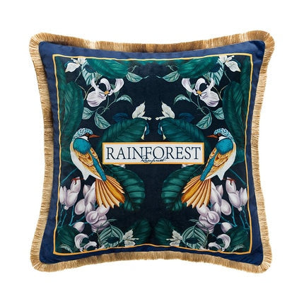 Rainforest Luxury Velvet Cushion cover With Tassels