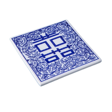 Load image into Gallery viewer, Blue and White Porcelain Square Coaster
